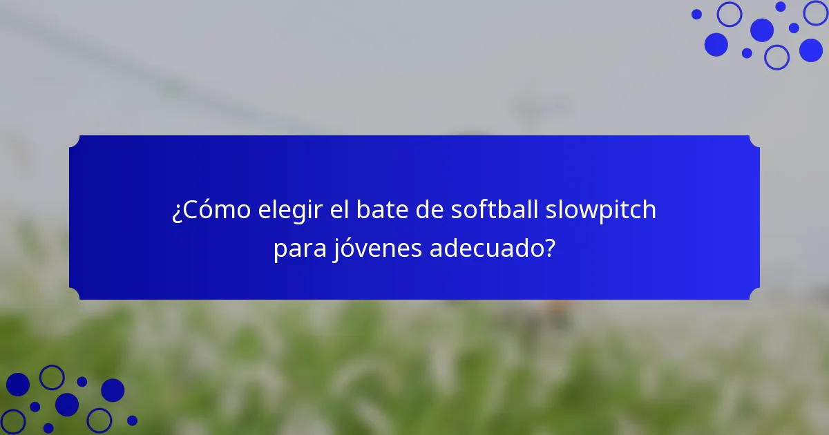 ¿Cómo elegir el bate de softball slowpitch para jóvenes adecuado?