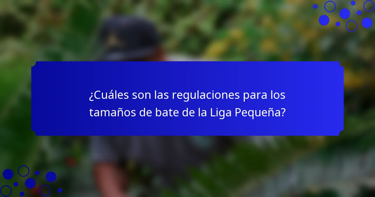 ¿Cuáles son las regulaciones para los tamaños de bate de la Liga Pequeña?