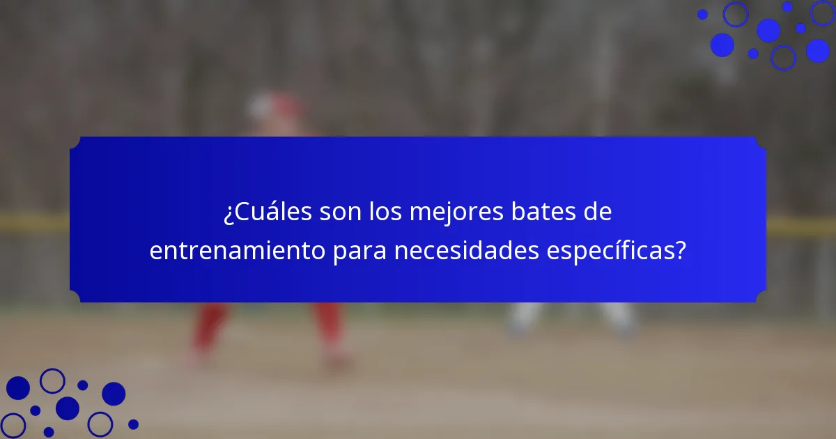 ¿Cuáles son los mejores bates de entrenamiento para necesidades específicas?