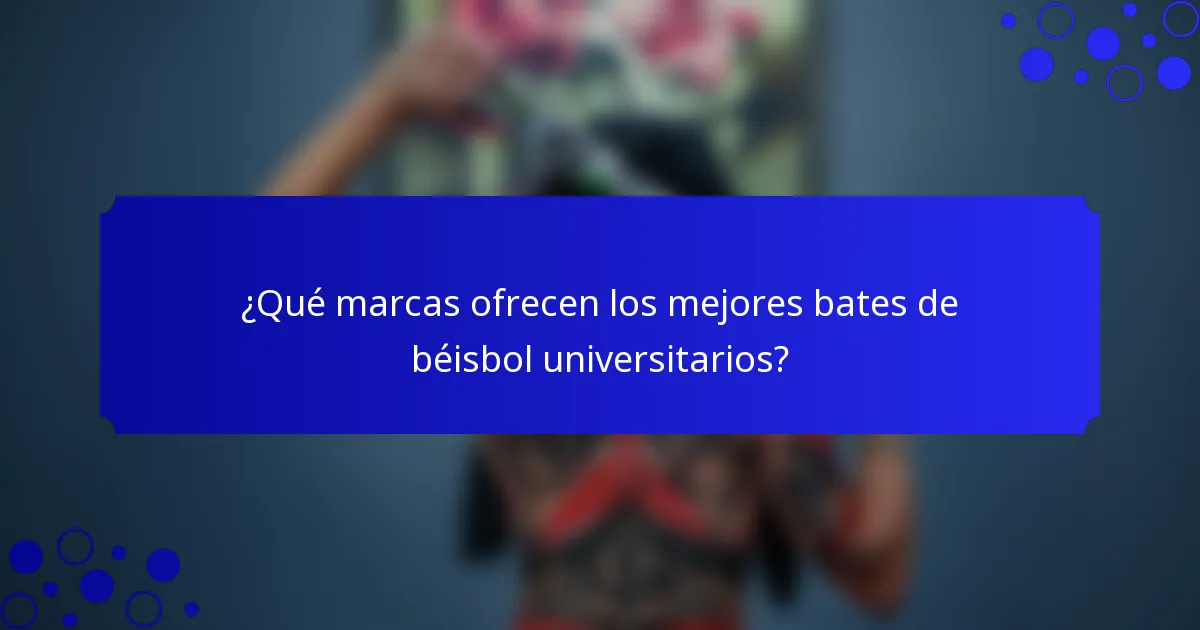 ¿Qué marcas ofrecen los mejores bates de béisbol universitarios?